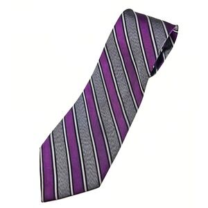 Calvin Klein‎ Men's Necktie Purple Gray Striped Business Career Formal
